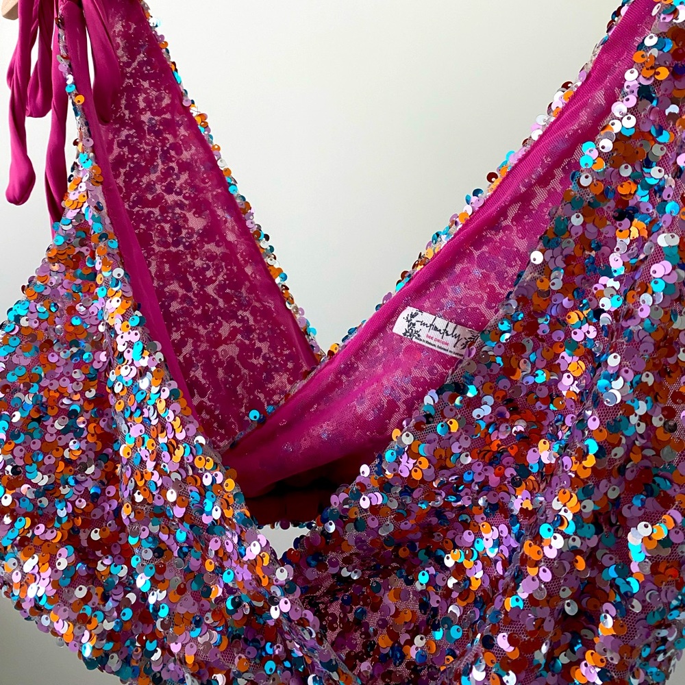 Free People Multicolored Sequin Top - image 5